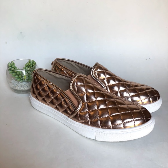 rose gold quilted sneakers